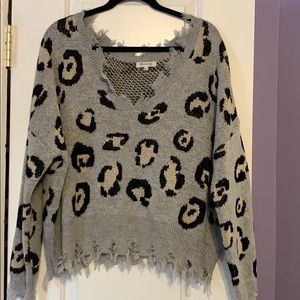 Grey Leopard Sweater